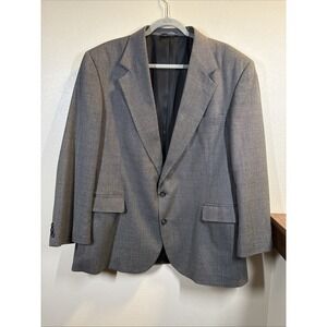 Haggar Imperial Mens 46R Blazer Sport Coat Suit Jacket Gray 2 Button Wool